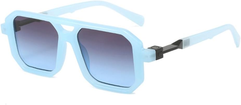 

Солнцезащитные очки с двойной перемычкой для женщин, модные градиентные очки с защитой от УФ-излучения UV400, ретро-многоугольные солнцезащитные очки для мужчин generic, Blue Gray Blue