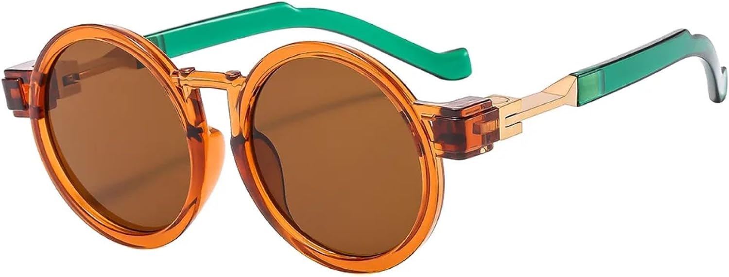 

Солнцезащитные очки с защитой UV400 | Круглая оправа в стиле стимпанк, цветные линзы | Для женщин и мужчин, для занятий спортом на открытом воздухе и вождения DSVIGF, Brown