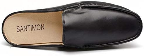 Сабо Santimon Mens Mule из кожи с задником, без застежки, повседневные лоферы, черный — фото 3