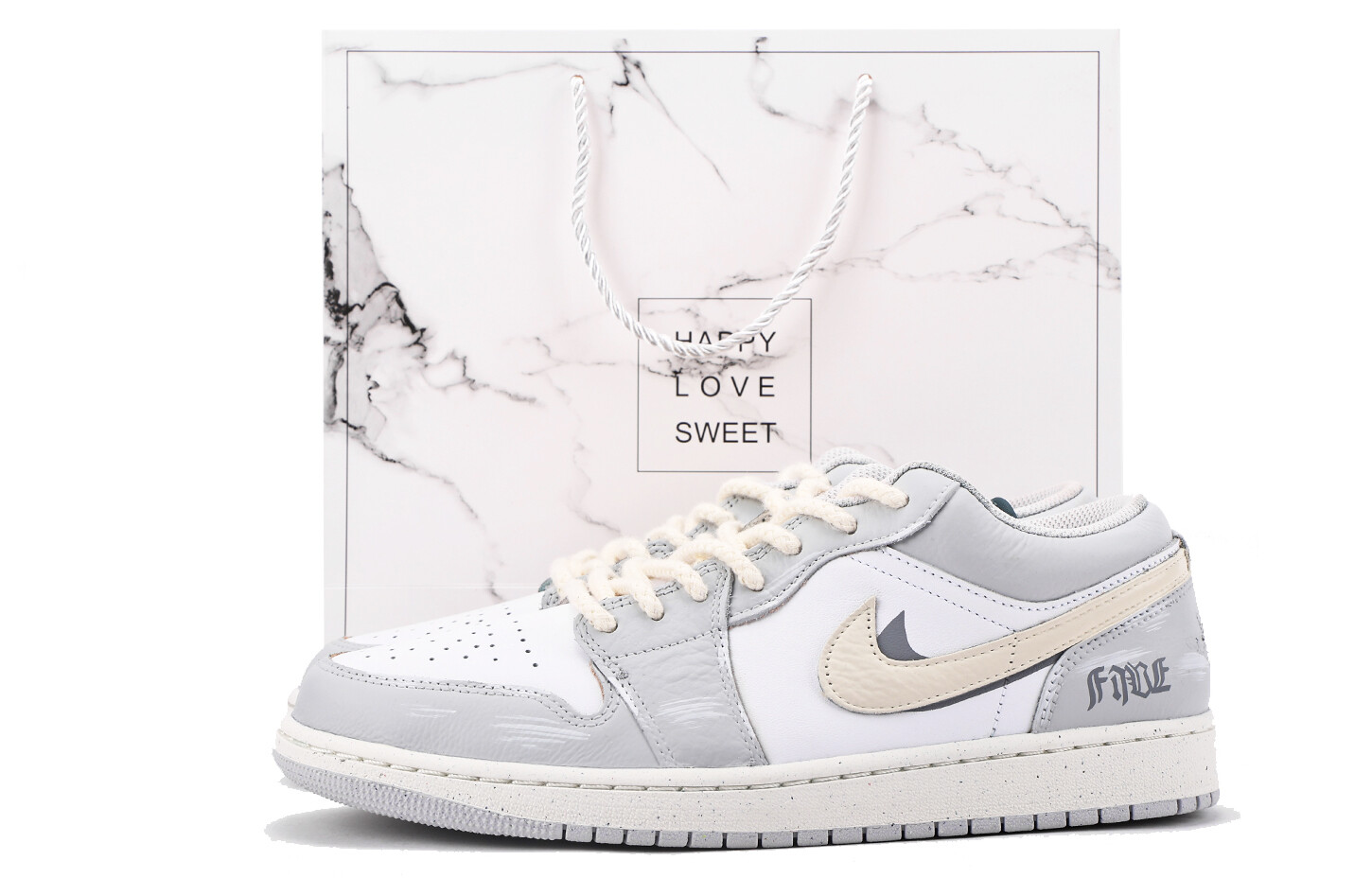 

Кроссовки Air Jordan 1 Vintage Basketball Shoes Men Low-top White, светло-серый