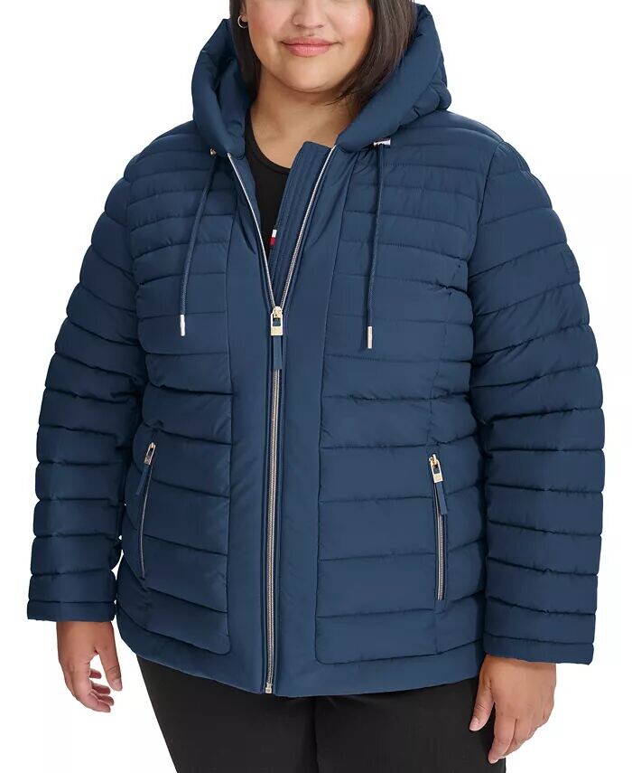 

Складной пуховик больших размеров с капюшоном Tommy Hilfiger, синий