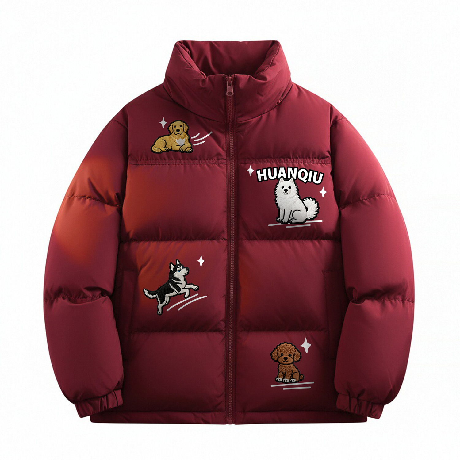 

Пуховик Unisex с воротником стойкой утепленный HUANQIU, burgundy