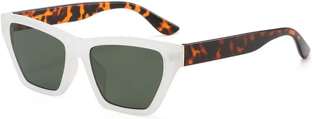 

Ретро-солнцезащитные очки «кошачий глаз» для женщин, контрастная оправа с леопардовым принтом, модные повседневные очки для мужчин с защитой от УФ-излучения UV400 UATXTAU, White