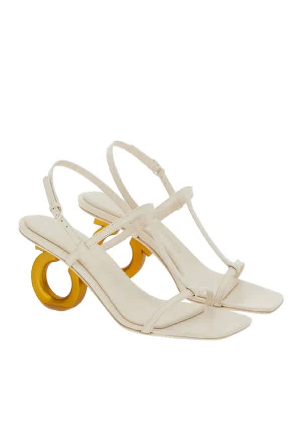 Женские босоножки Ferragamo Gancini с ремешком на щиколотке Salvatore Ferragamo, белый — фото 2