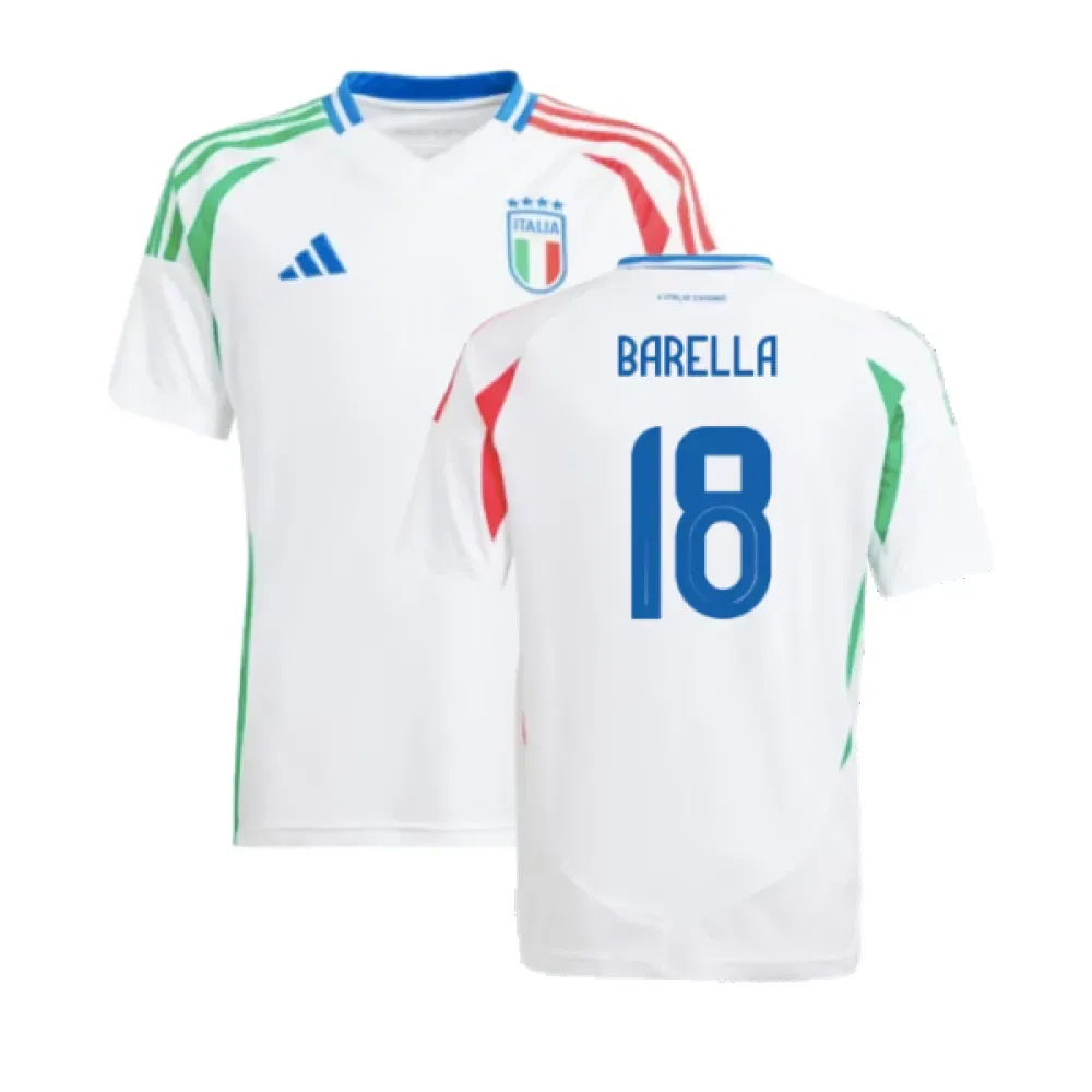 Футбольная футболка Италия 2024-2025 Barella 18 Adidas Italy, белый