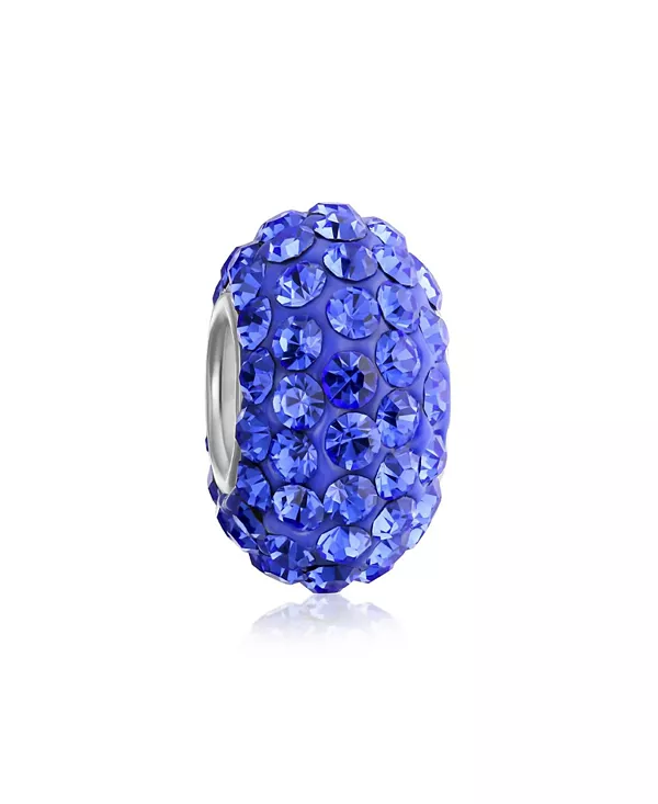 

Браслет с подвесками из цельного куска серебра 925 пробы, украшенный хрустальными бусинами-разделителями. Bling Jewelry, blue