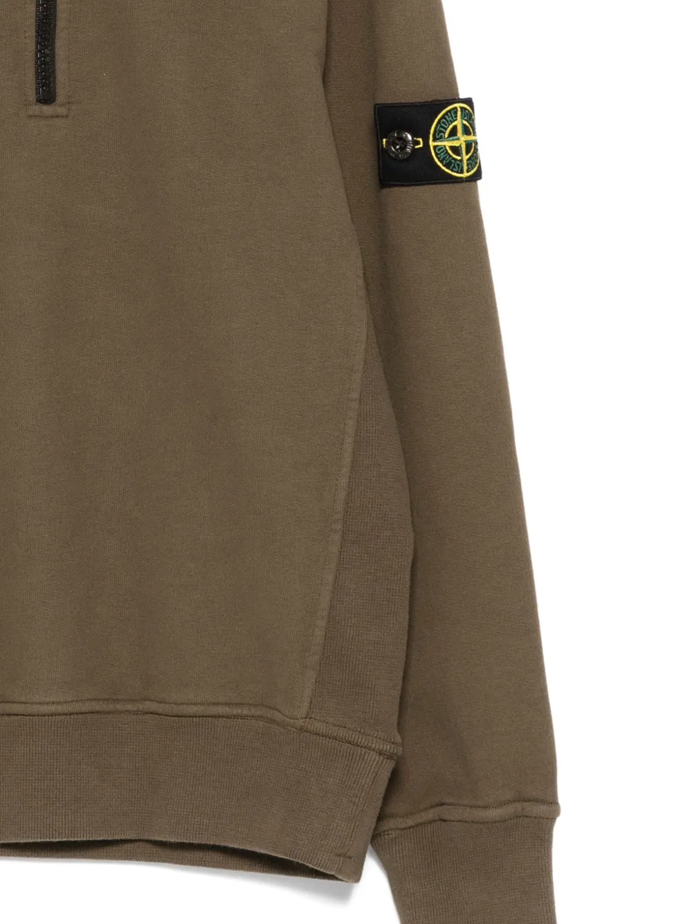 Толстовка с воротником на молнии и нашивкой-логотипом Stone Island Junior, зеленый — фото 3