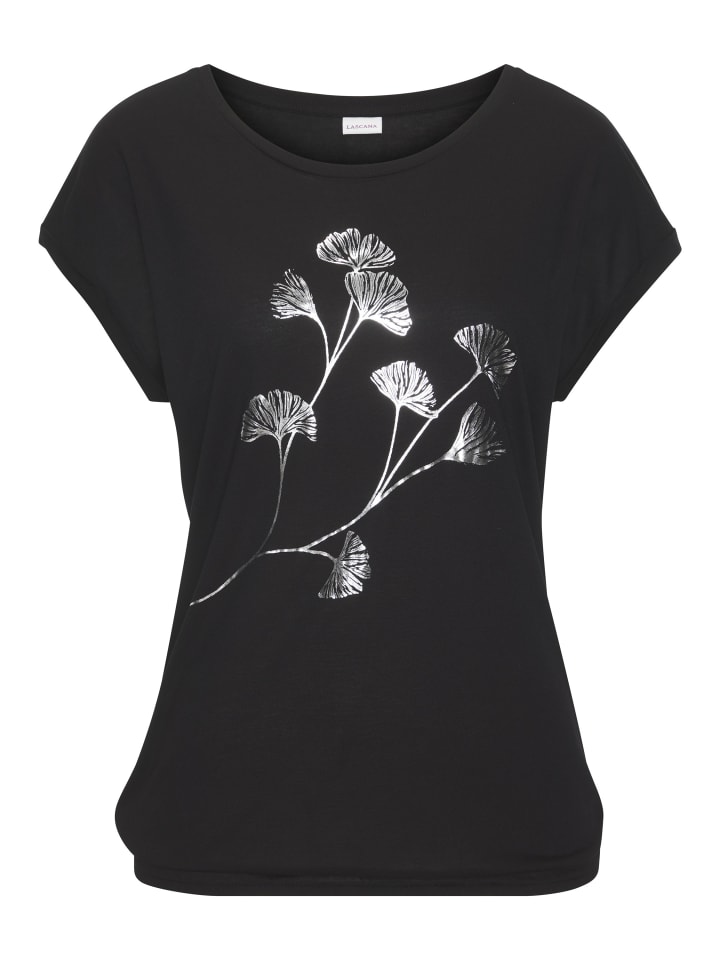 

Рубашка с короткими рукавами черного цвета LASCANA