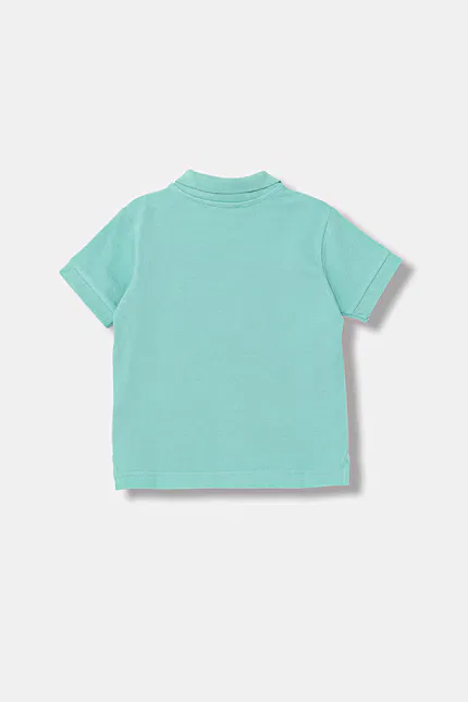 Поло детское хлопковое Polo United Colors of Benetton, бирюзовый — фото 2