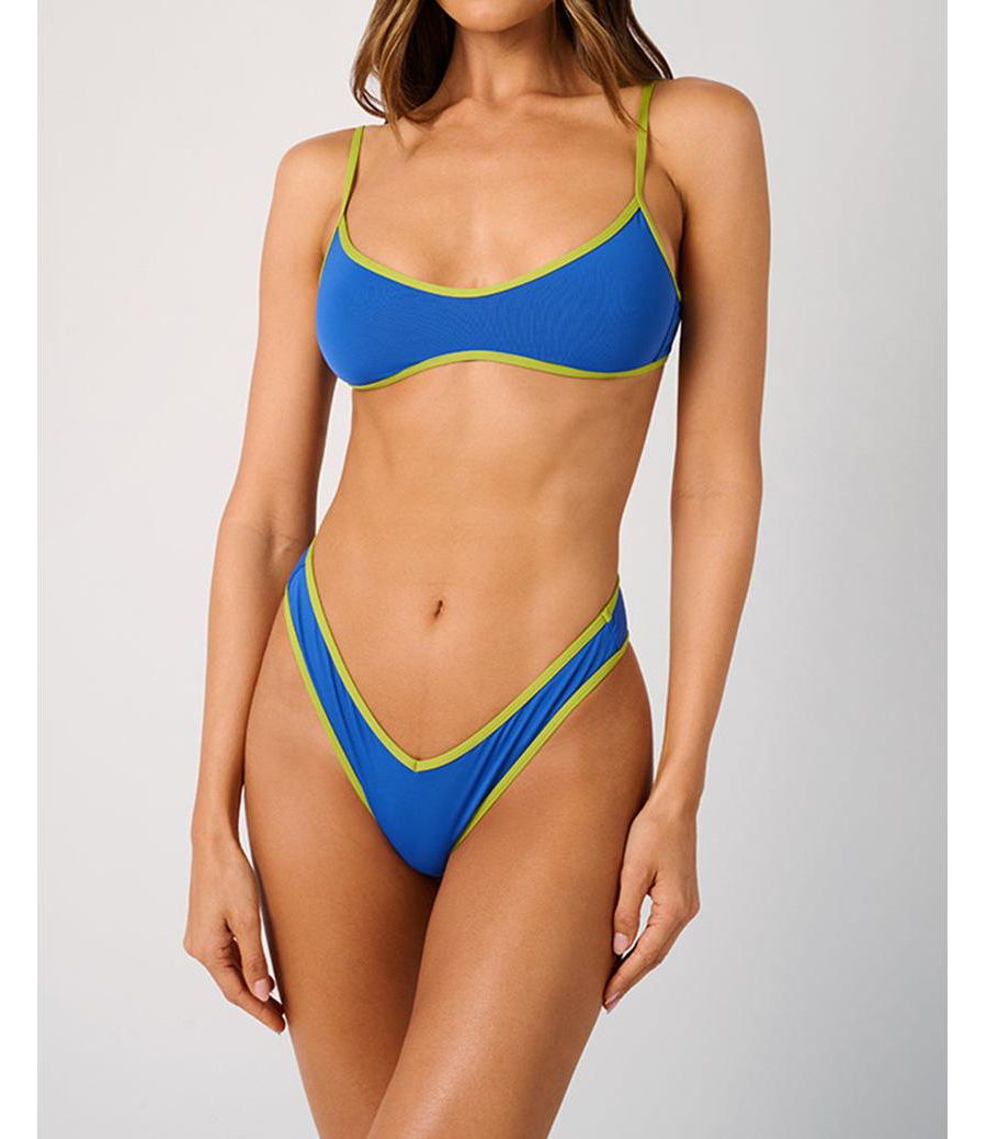 

Женский топ с вырезом-лодочкой и завязками на спине WeWoreWhat, Med blue/citron