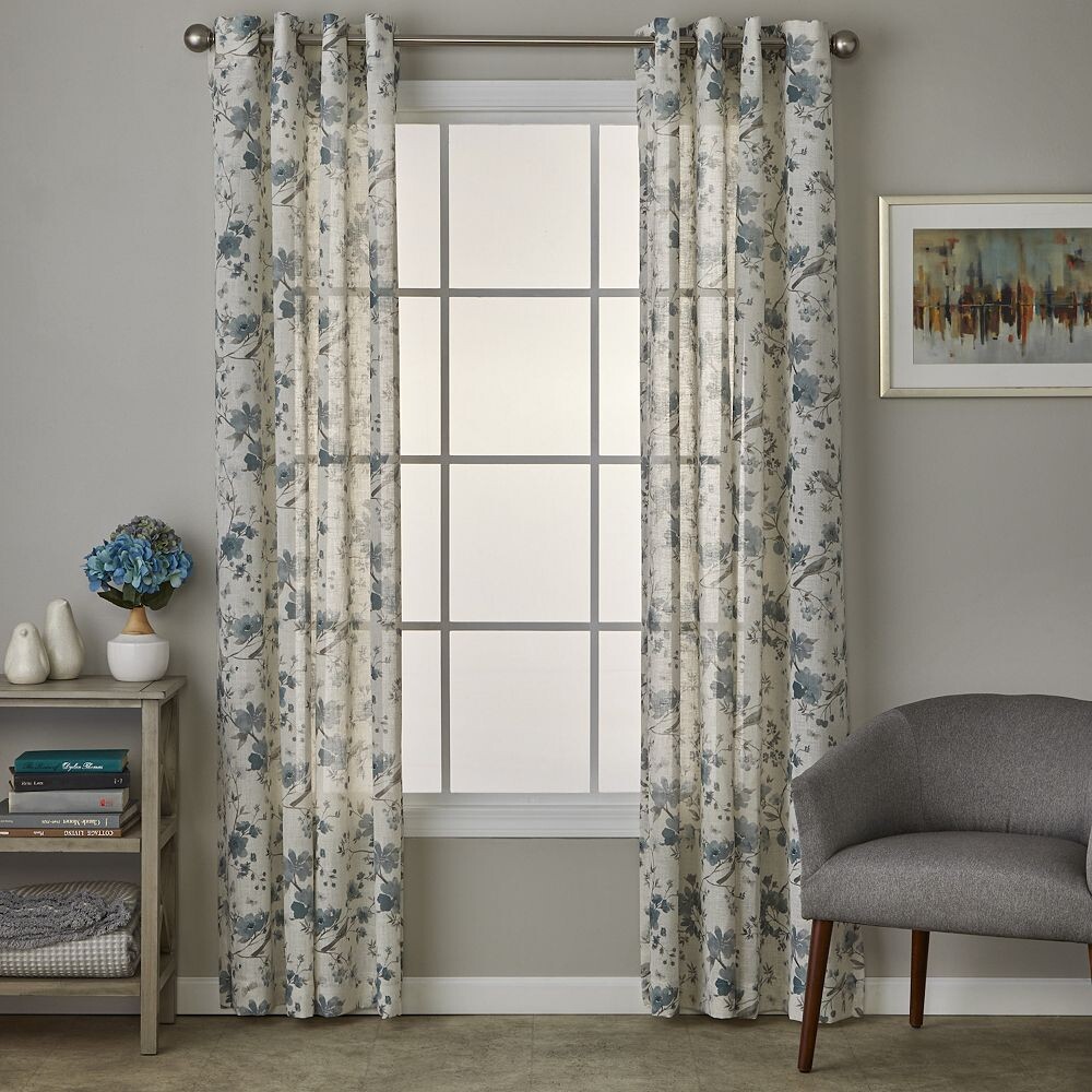 

SKL Home Shelby Floral 1-панельная оконная занавеска, цвет Teal