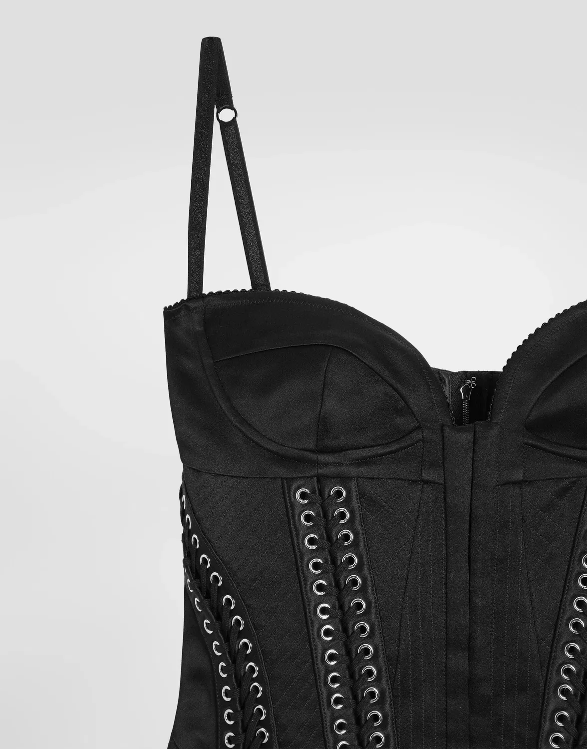 Платье из дюшеса с лифом-балконет Dolce & Gabbana, черный — фото 3