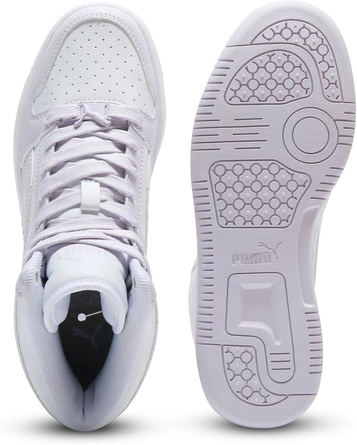 Кроссовки Puma Unisex-Child Rebound Layup Mid, белый/сиреневый — фото 3