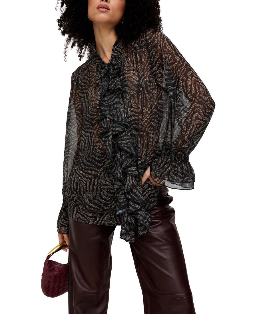 

Женская рубашка Zendaya с рюшами и зебровым принтом Lily and Lionel London, Black