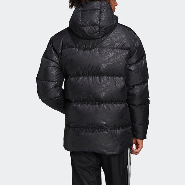 Пуховик adidas originals H Jacket Down Full Print Reversible Stay Warm hooded down Jacket Black, черный — фото 4