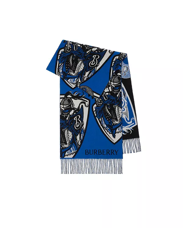 

Шарф из шерсти и кашемира "Атакующий рыцарь" Burberry, синий