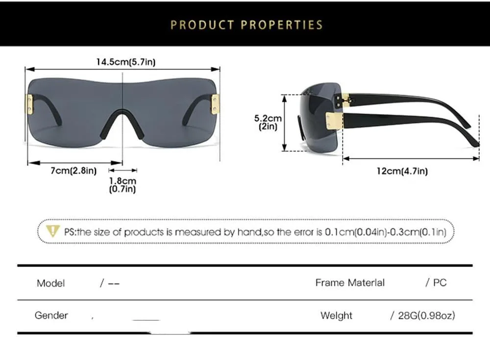 

Роскошные цельные прямоугольные солнцезащитные очки без оправы для женщин и мужчин, в винтажном панк-стиле, популярные очки для активного отдыха HVTVTLA, Yellow