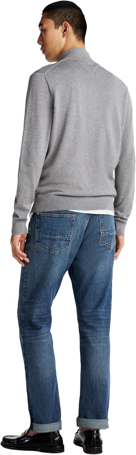 Легкий мужской свитер Tommy Hilfiger с застежкой-молнией на четверть дюйма, Medium Grey Heather — фото 4