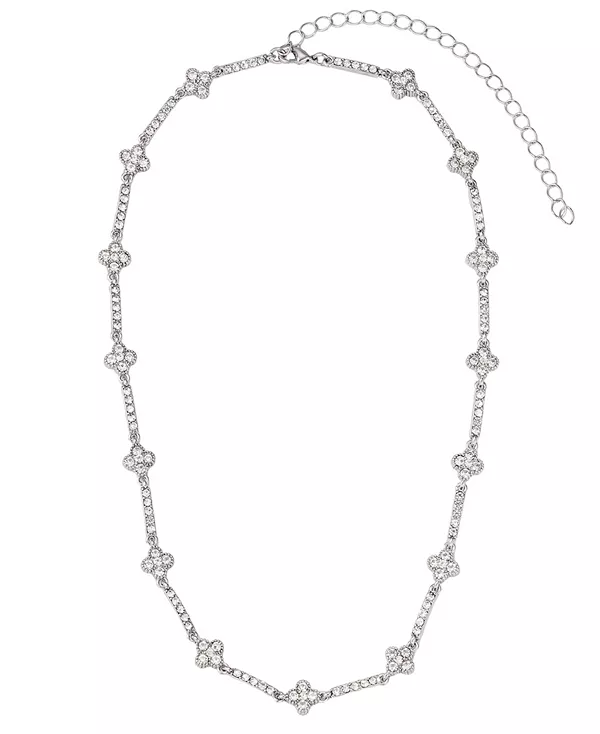 

Серебряное теннисное ожерелье с хрустальным клевером Adornia, silver