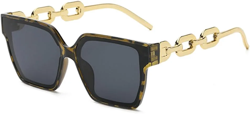 

Солнцезащитные очки в стиле ретро 2026 года, большая оправа, мужские, с цепочкой на дужке, модные аксессуары, женские солнцезащитные очки MTZJH, One Color