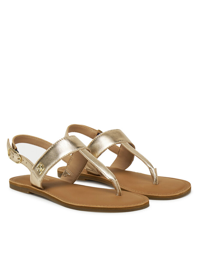 Сандалии Metallic Leather Thong Sandal FW0FW08798 Tommy Hilfiger, золотой — фото 2