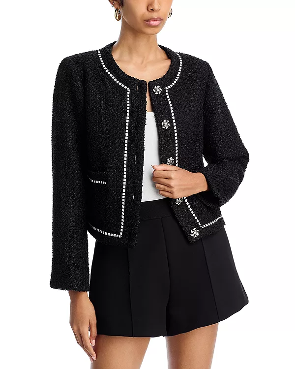 

Твидовый жакет с контрастной строчкой - эксклюзив Aqua, черный