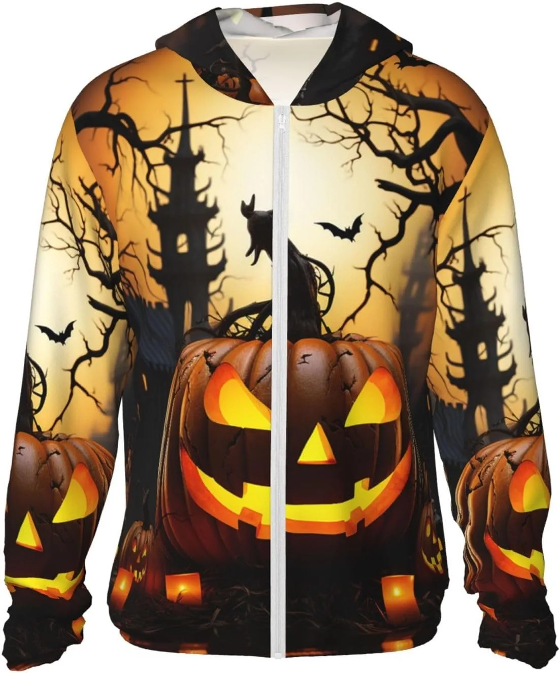 

Толстовка с капюшоном Unisex для защиты от солнца Halloween Pumpkin UPF 50+ GDSHJKLW