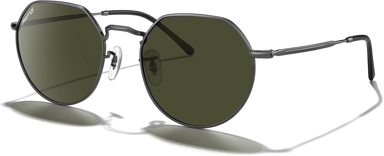 

Круглые многоугольные металлические поляризованные солнцезащитные очки MERRY для женщин и мужчин, в стиле ретро, ​​классика и винтаж, модель S6565 MERRY'S, Gunmetal Frame/G15 Lens