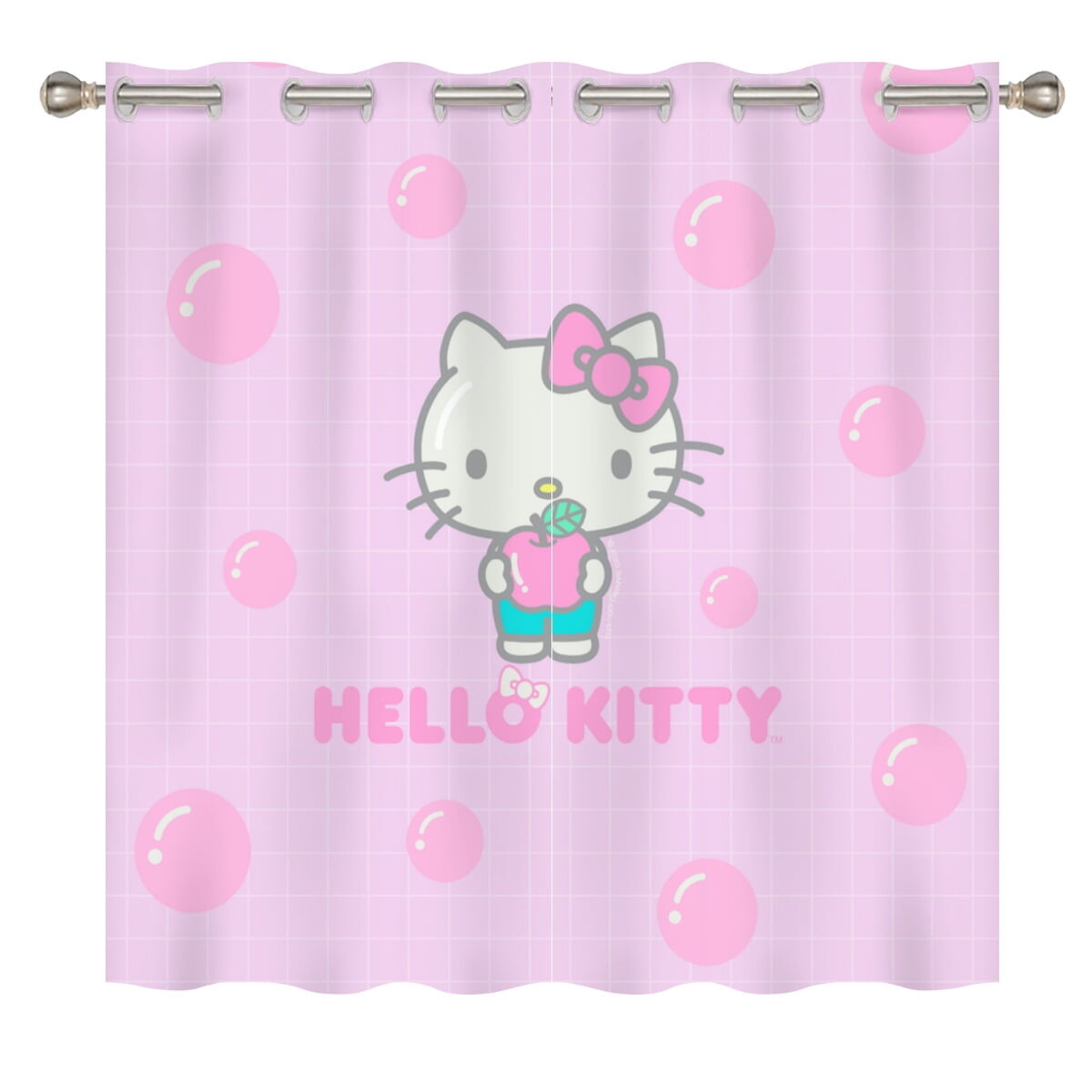 

Шторы плотные с мультяшным принтом Cuytrr Hello Kitty, лиловый / розовый