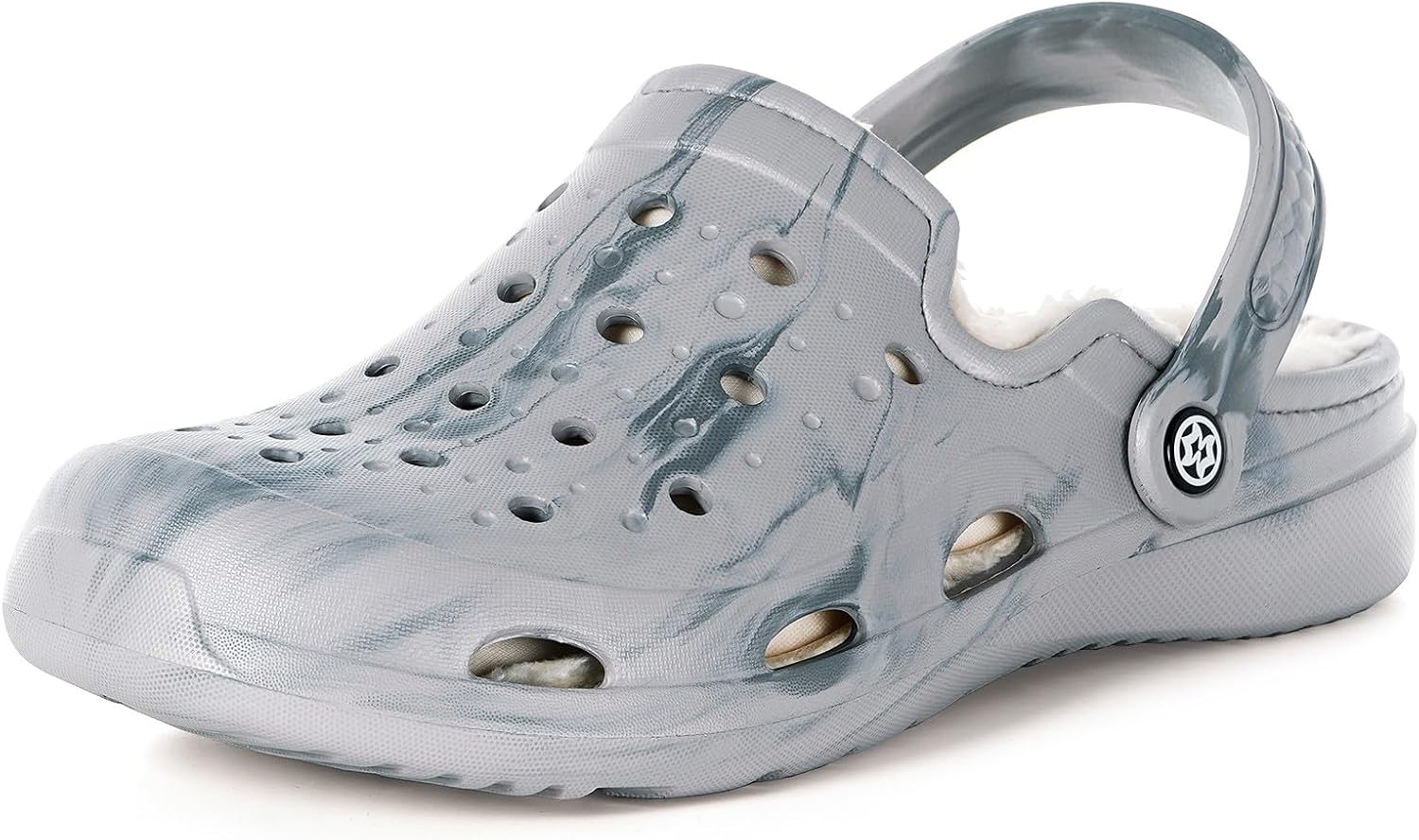 

Мужские и женские садовые сабо с подкладкой, унисекс, с меховой подкладкой, сандалии для садоводства на липучке, зимние домашние пушистые тапочки с поддержкой свода стопы Gaatpot, серый