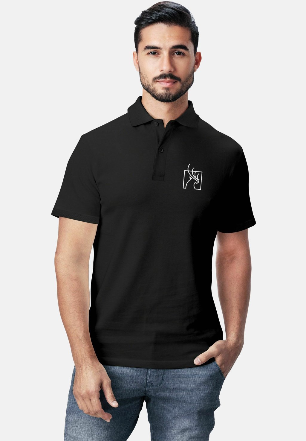 

Рубашка поло HERREN MIT HIRSCH-GRAFIK – KURZARM Neverless, черный
