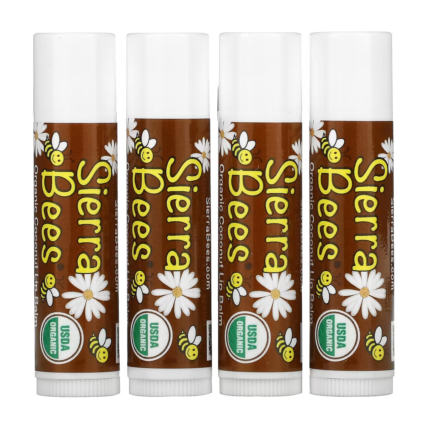 

Органические бальзамы для губ Sierra Bees кокос, 4 упаковки по 4,25 г