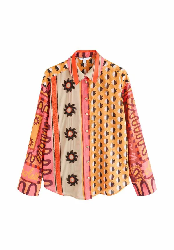 Свободная легкая блузка с длинными рукавами и пуговицами. Next, Sun Geometric Print