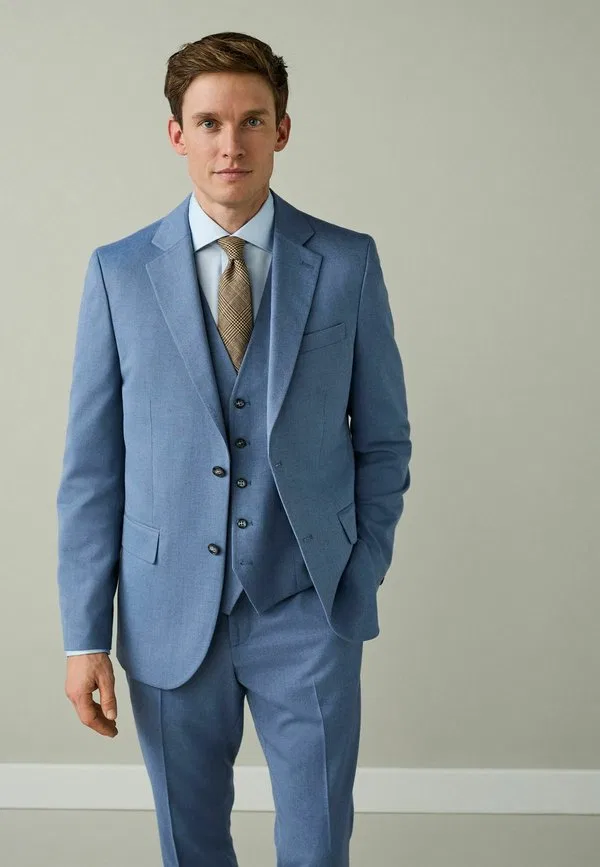 Приталенный пиджак из фактурной ткани. пиджак для костюма Next, Chambray Blue