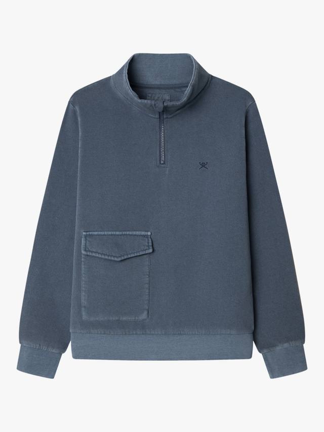 

Детская хлопковая толстовка с четвертью молнией Hackett London, Dark Denim Blue