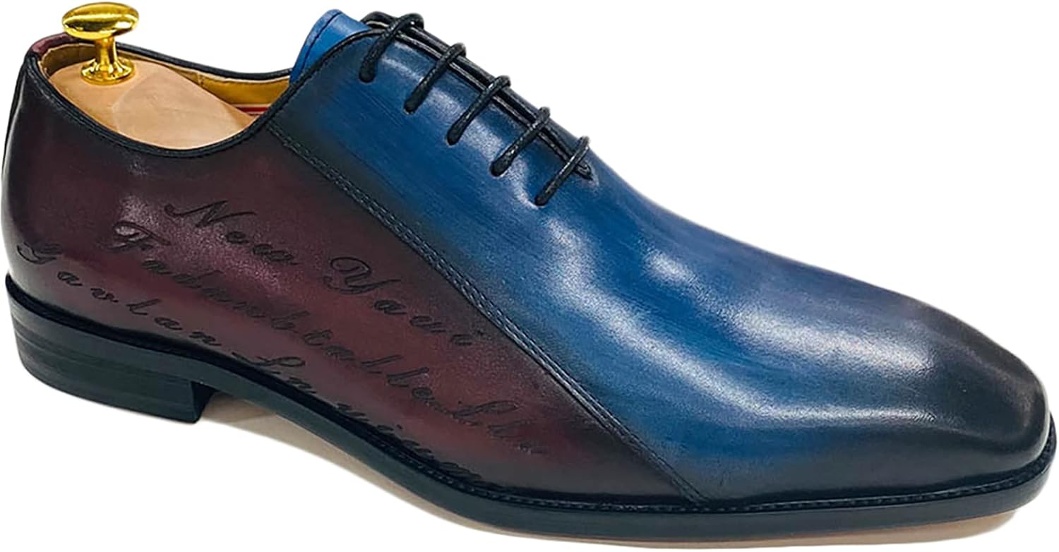 

Мужские кожаные туфли с шнуровкой, деловой повседневный стиль, броги, синие и коричневые, формальные оксфорды, свадебная вечеринка, дерби, синий, размер 46 Generic