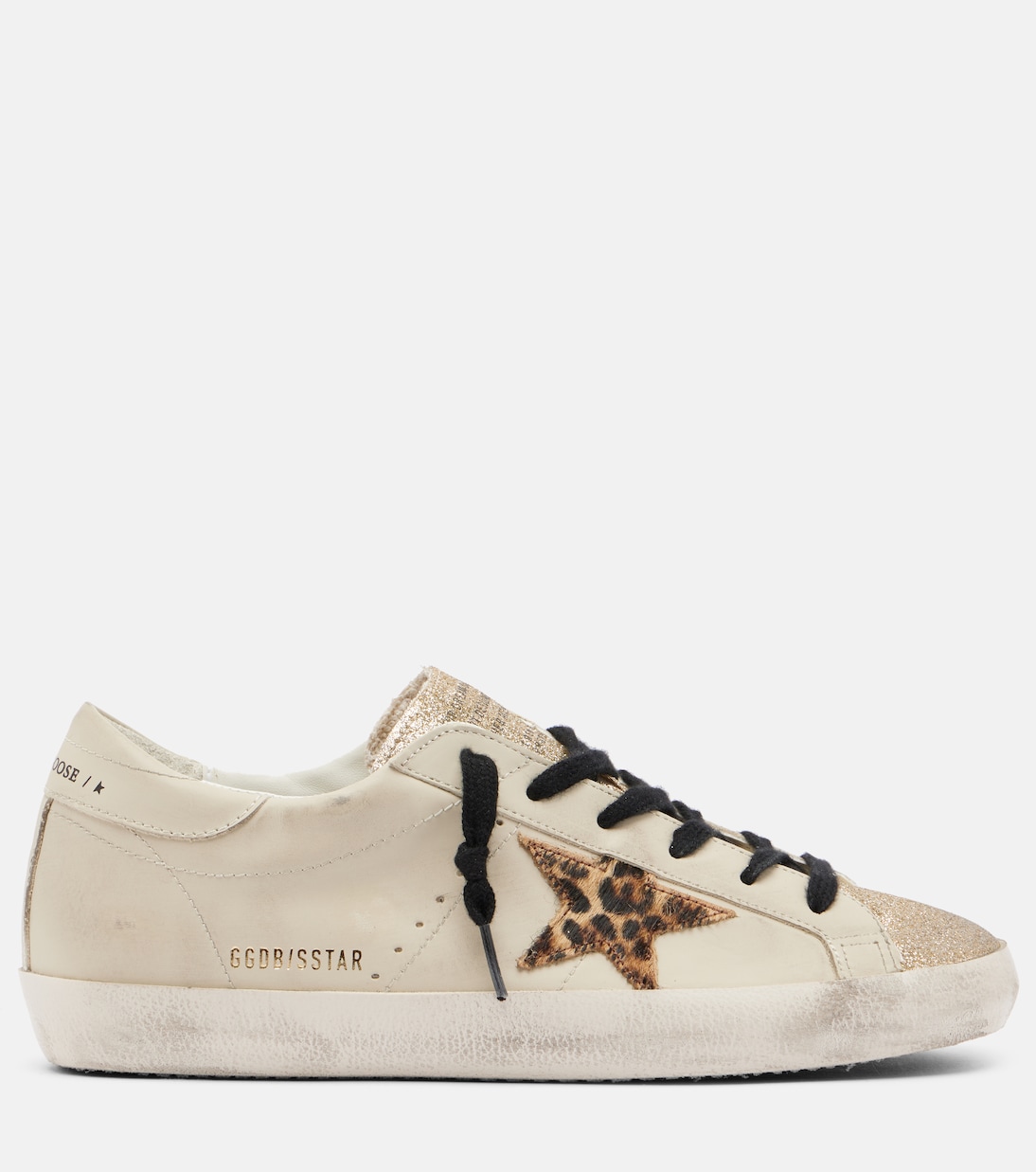 Супер Стар блестящие замшевые кроссовки Golden Goose, Light Beige/Dark Red — фото 4