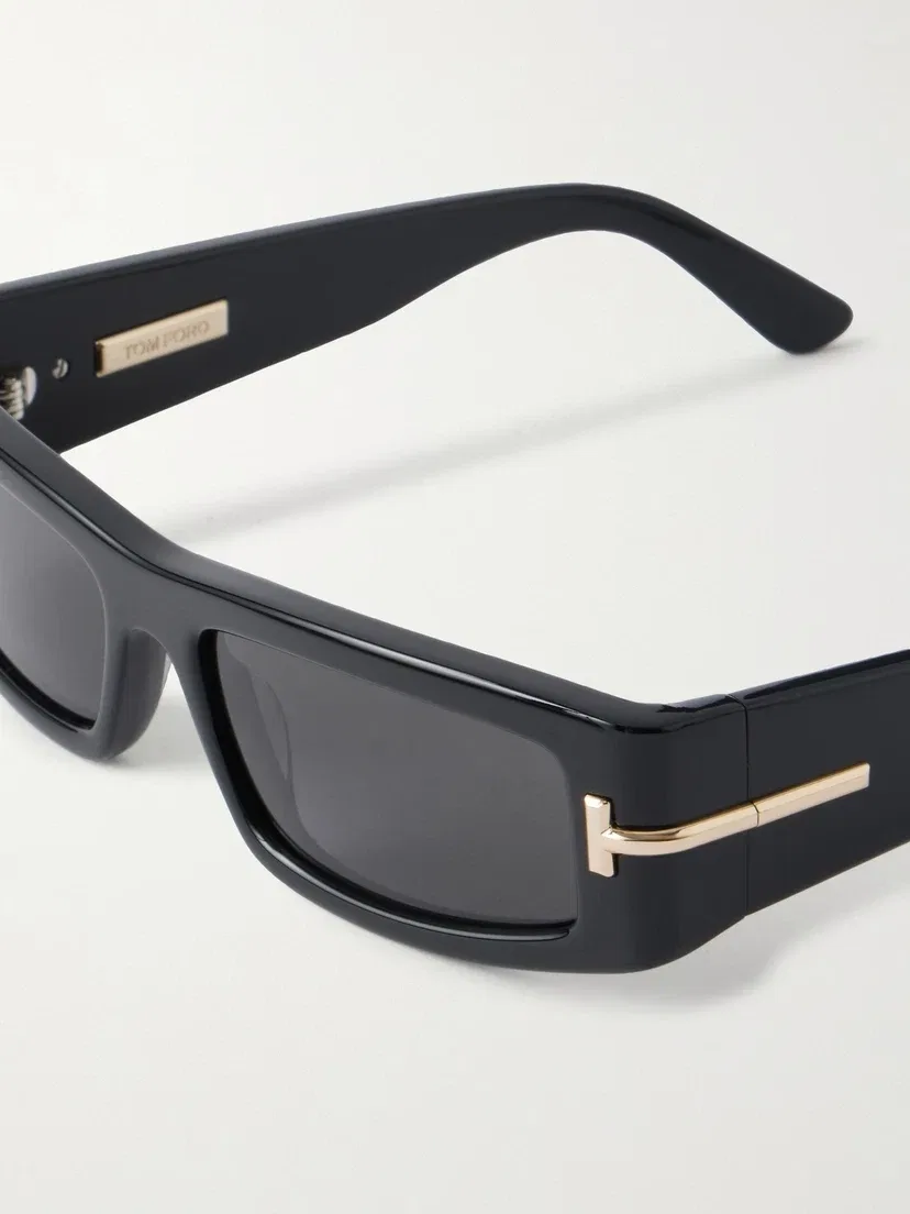 Ацетатные солнцезащитные очки в квадратной оправе TOM FORD Eyewear, черный — фото 4