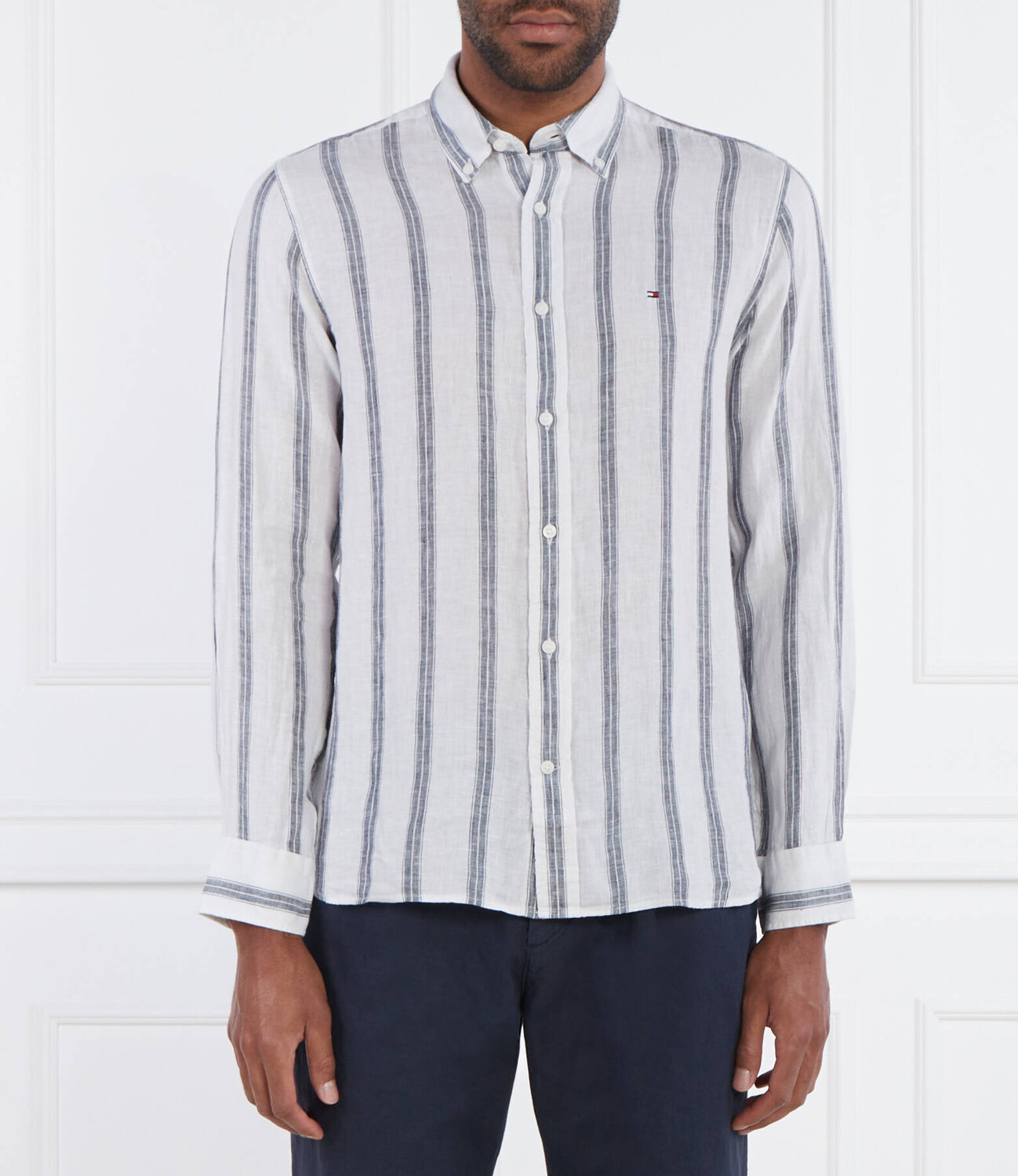 

Льняная рубашка Tommy Hilfiger TRIPLE STRIPE Regular Fit, серый