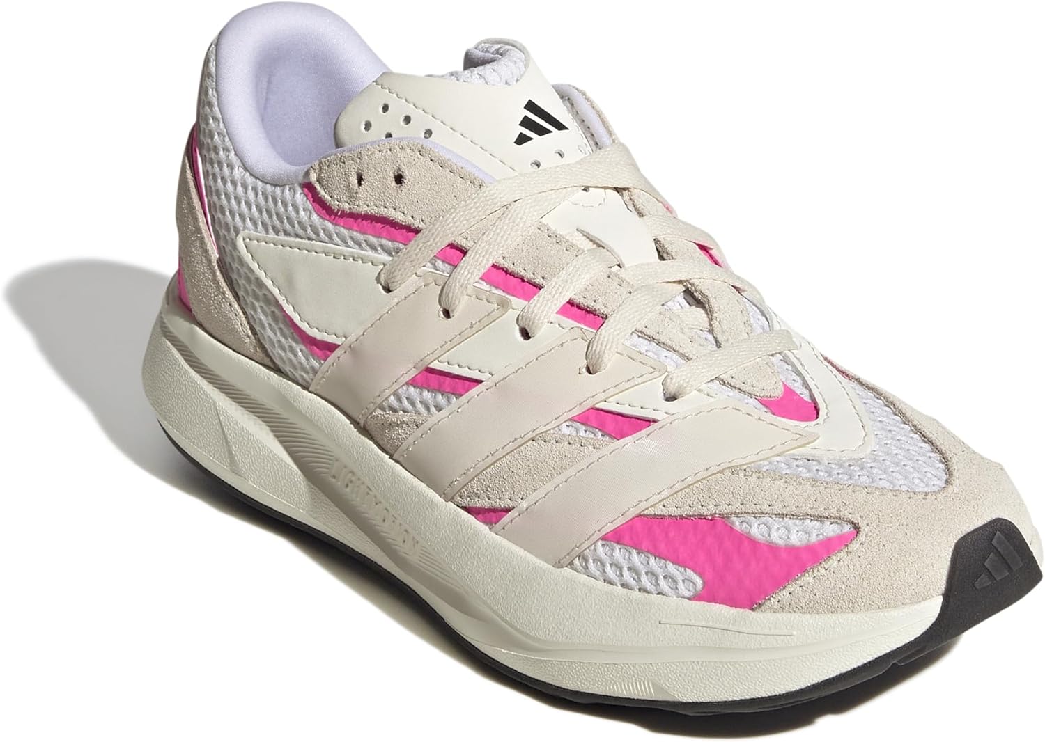 Кроссовки adidas для мальчиков Lightblaze на шнуровке, белый/розовый — фото 4