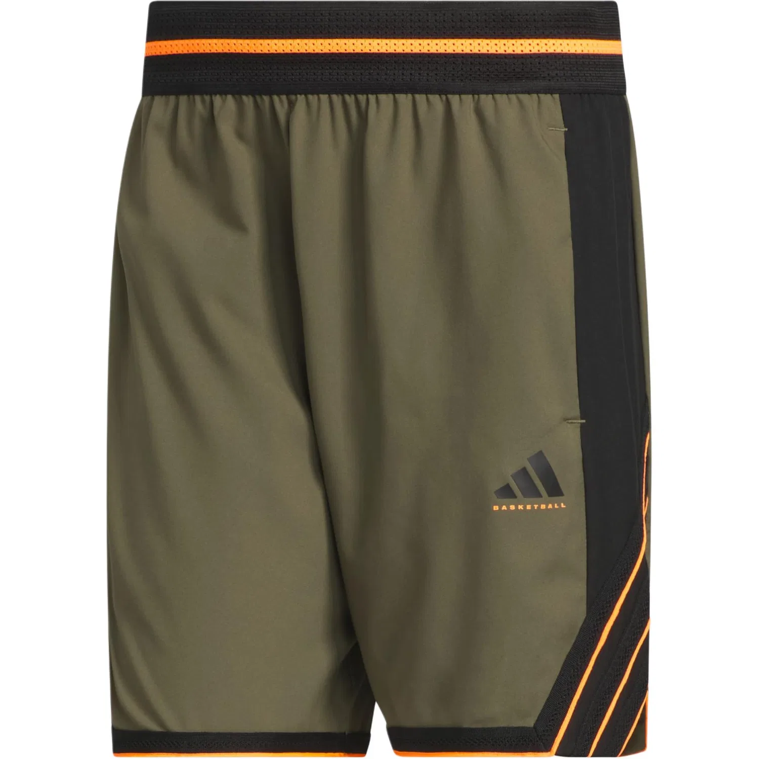 Шорты баскетбольные Unisex Adidas, Olive Strata / Lucid Orange — фото 4