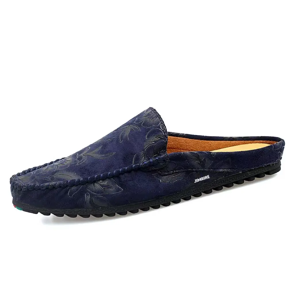 

King Jinmai Мужские противоскользящие домашние тапочки с закрытым носком синие, цвет Blue