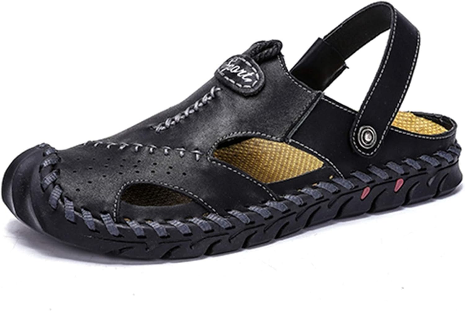 

Мужские летние открытые сандалии ChicWind с закрытым носком для пляжа и рыбалки, регулируемые, черные