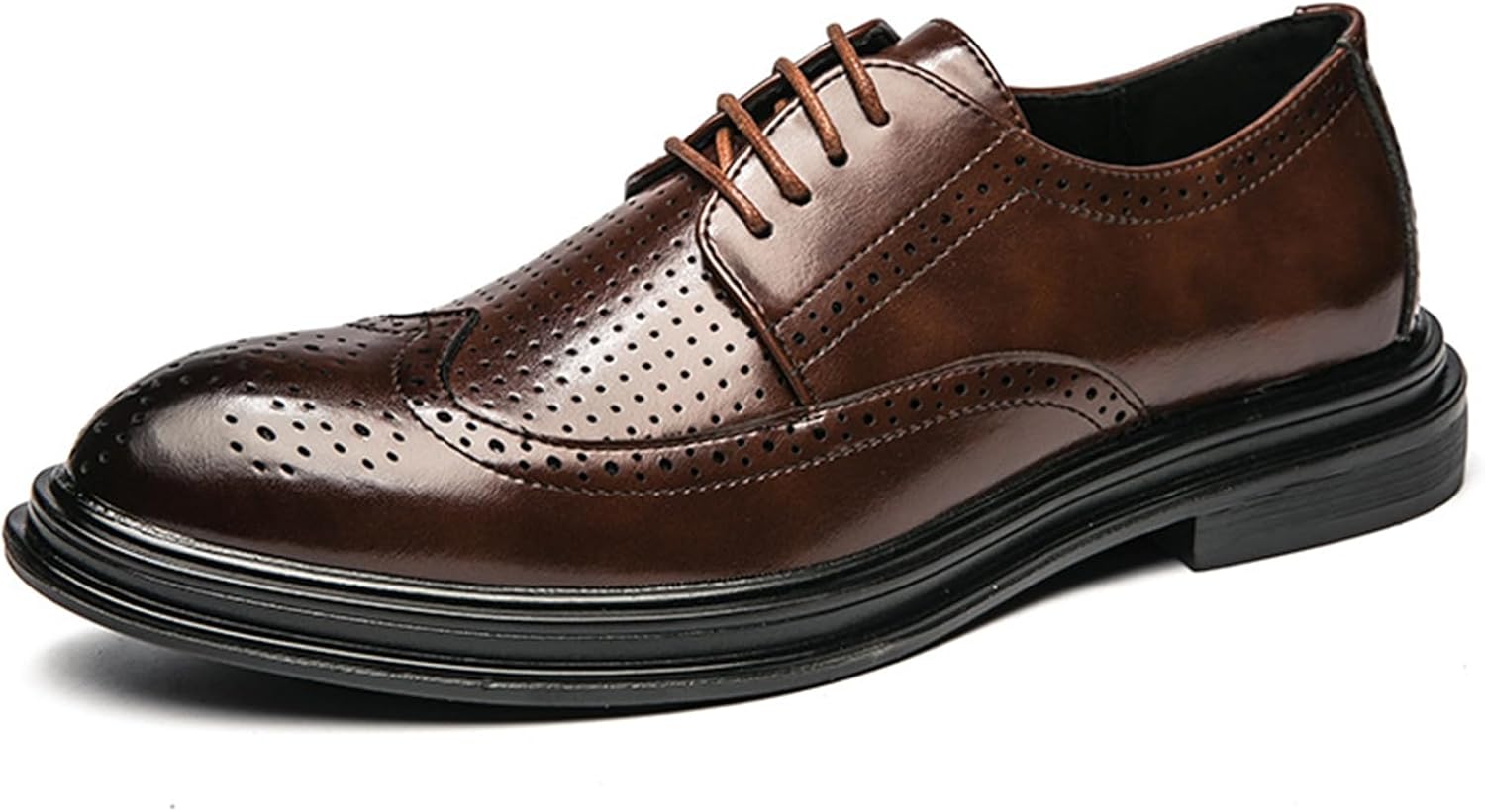 

Мужские туфли ADMLZQQ с кожаной подошвой, деловые оксфорды, офисные туфли с заостренным носком на шнуровке, формальная обувь для мужчин, свадебные туфли, коричневый