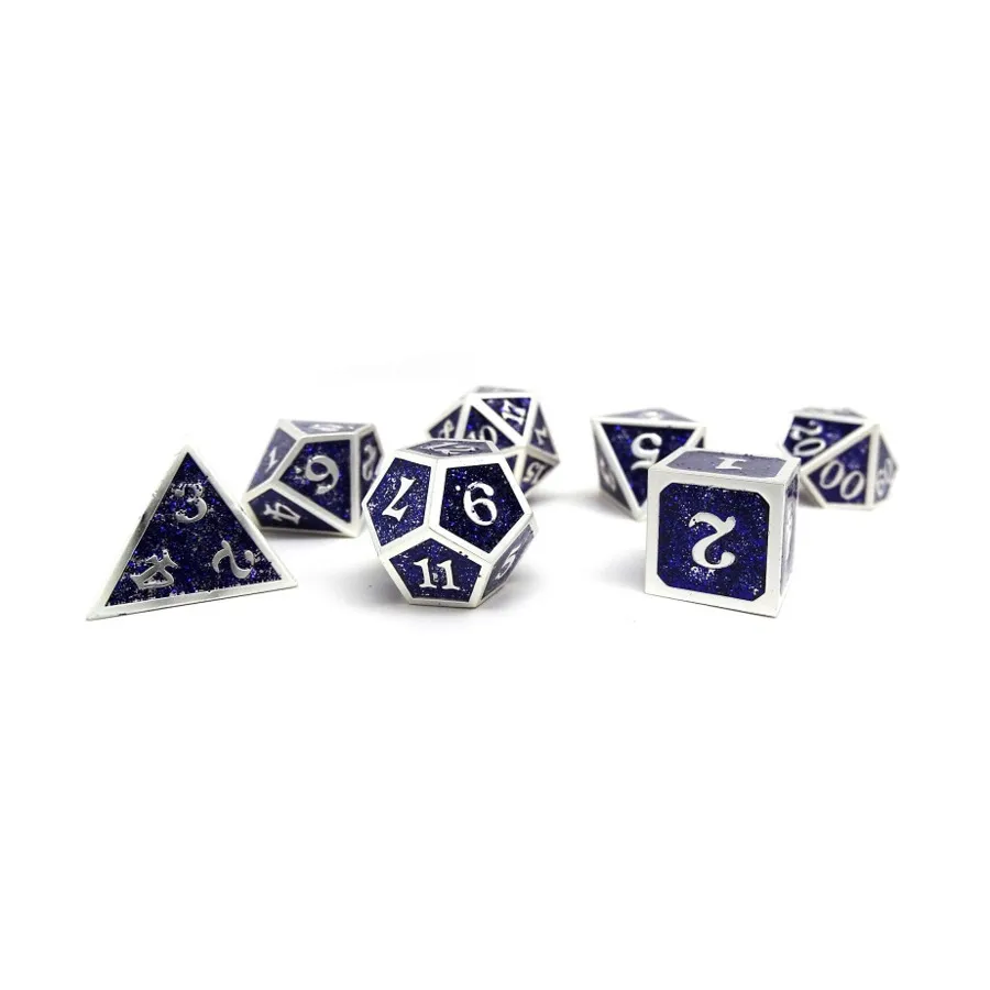 

Героический кубик металлического блеска — фиолетовый с серебром (7), Dice - Metal 7 Piece Poly Sets (Easy Roller Dice)