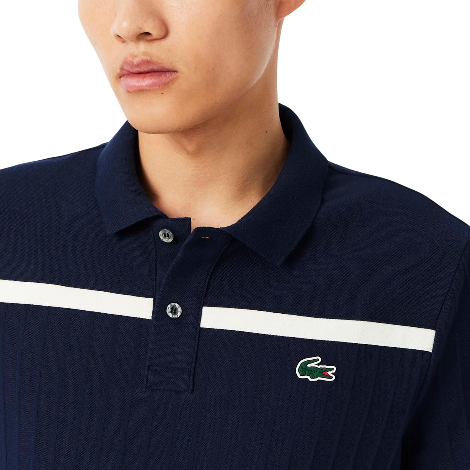 Футболка Lacoste Heritage, мужская, спортивная, темно-синий/белый — фото 2