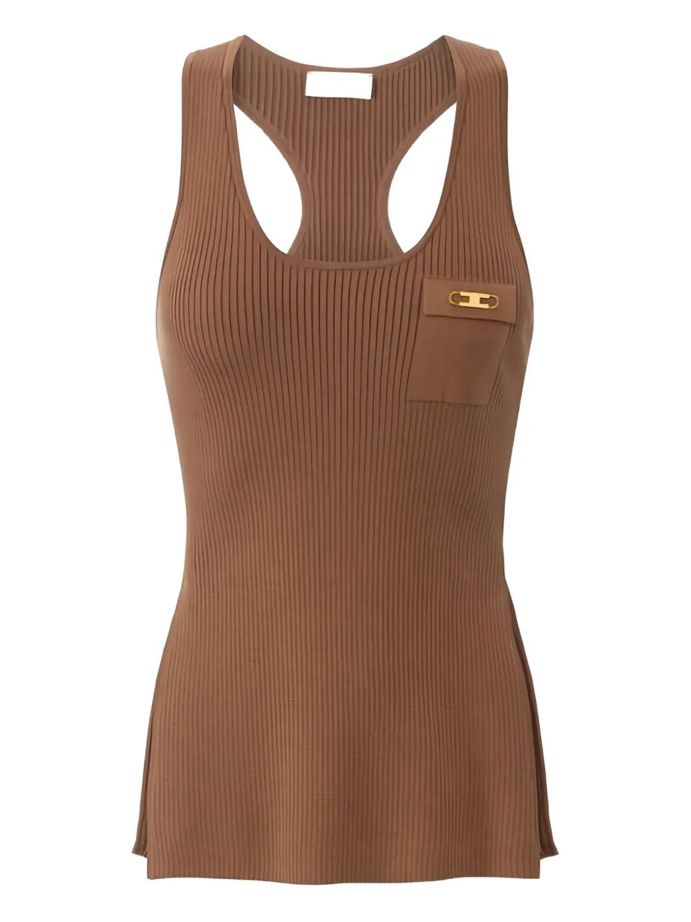 

Майка в рубчик с нагрудным карманом Elisabetta Franchi, коричневый