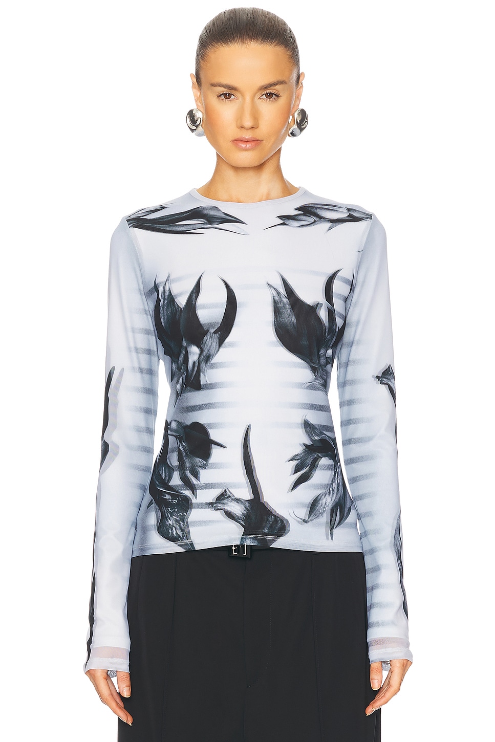 

Цветочный трансформирующийся топ-матроска Mariniere Jean Paul Gaultier, White, Grey, & Black