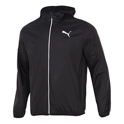 

Куртка essentials solid windbreaker jacket 'black white' Puma, черный
