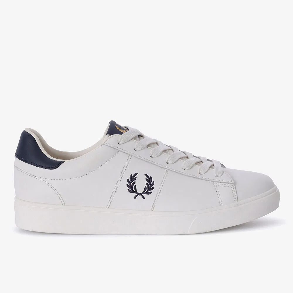 Мужские низкие кроссовки Spencer Leather бело-тёмно-синие от Fred Perry